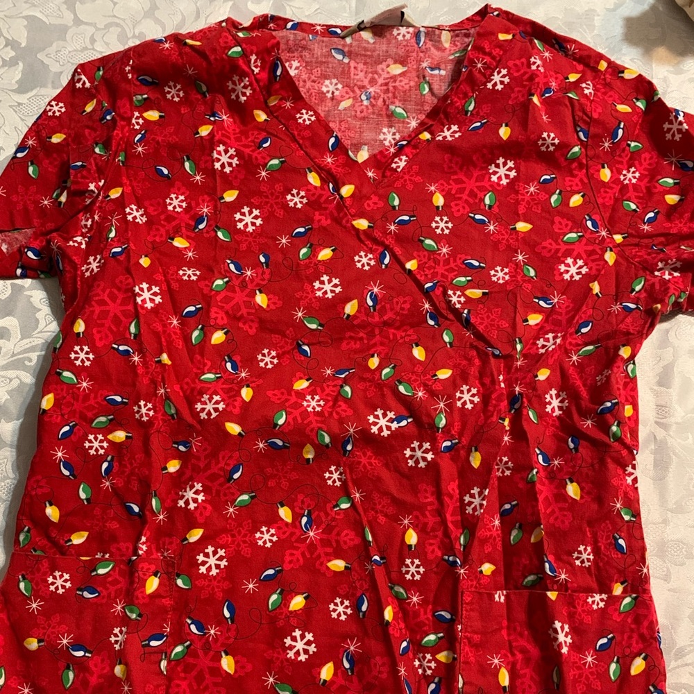 Christmas Holiday Scrub Top